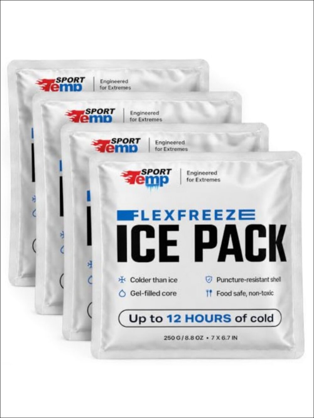 Reusable Gel Ice Packs for Coolers 4-Pack Long-Lasting Cooling